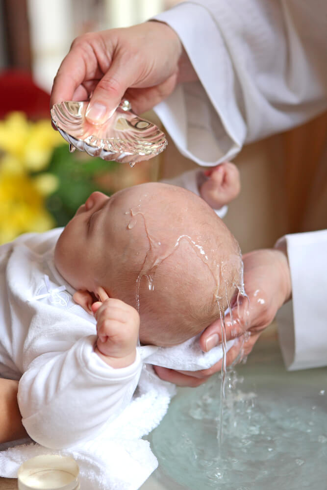 Baptism pouring of water